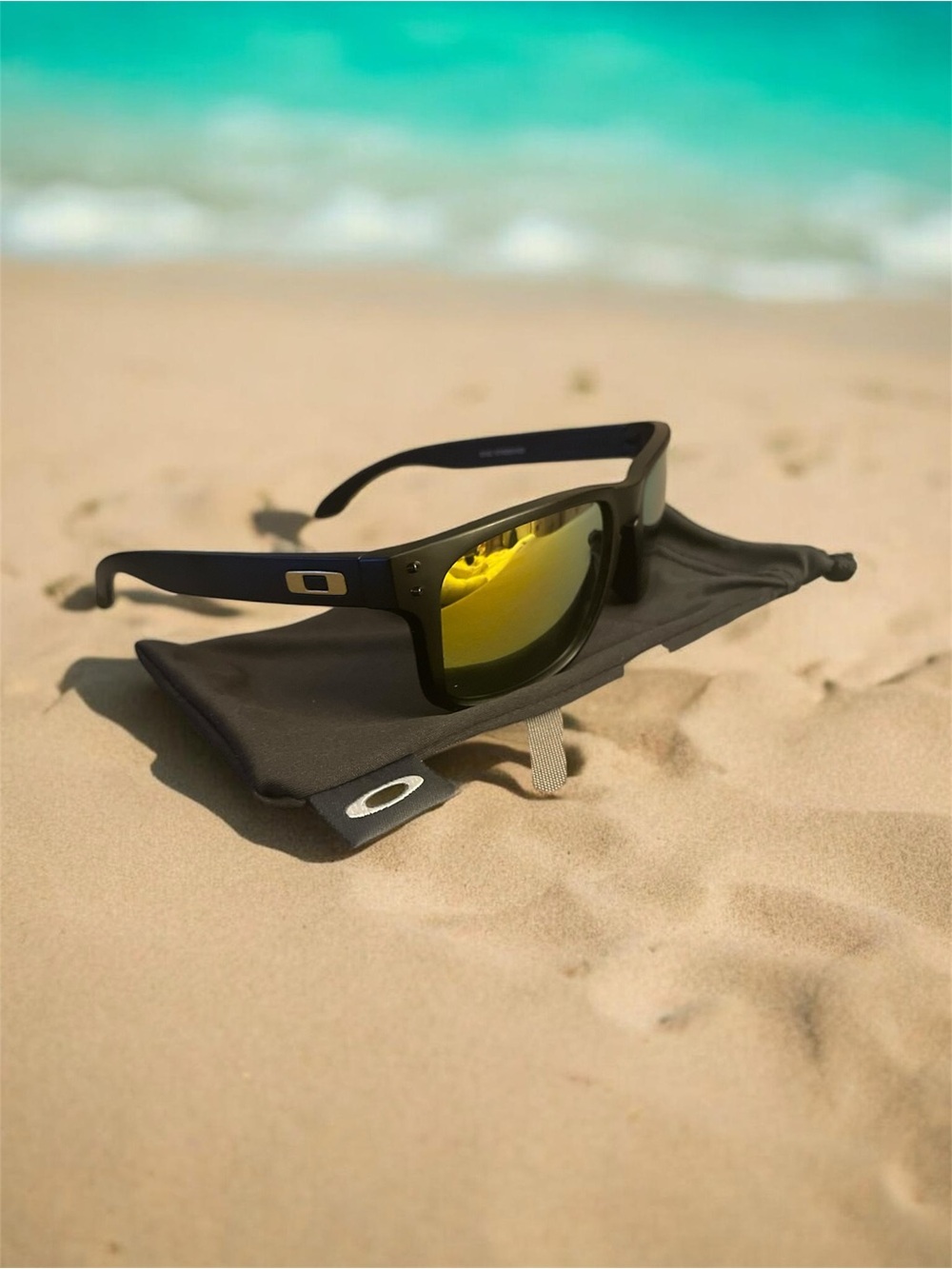 Men's Matte Black Sunglasses (9102 Series) - Gold lenses.